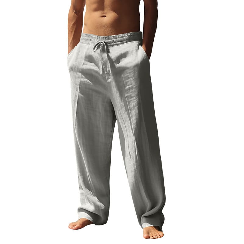 Summer Breathable Cotton And Linen Men's Trousers Wish Loose Casual Sports Linen Straight Pants