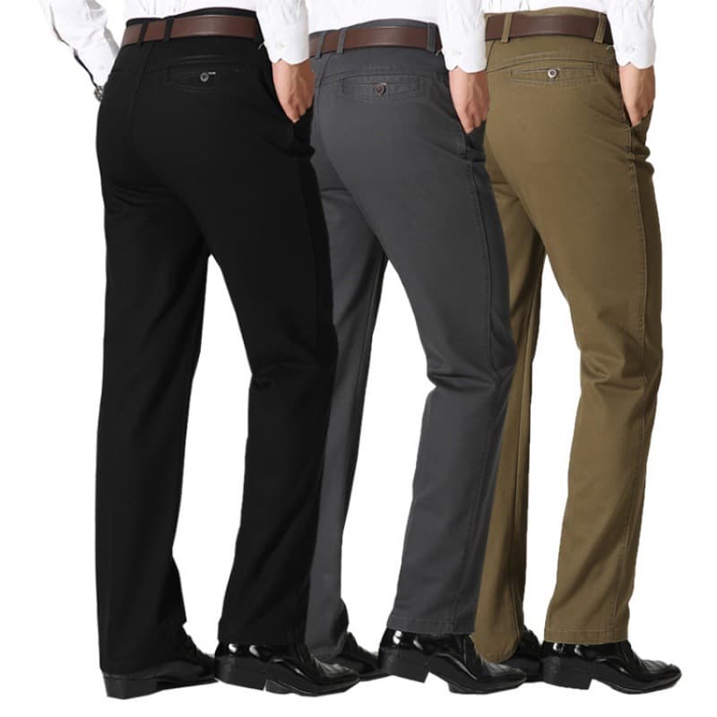 Men's Clothing wholesale men's pure cotton business casual men's trousers for middle aged and elderly loose straight workwear long trousers dad
