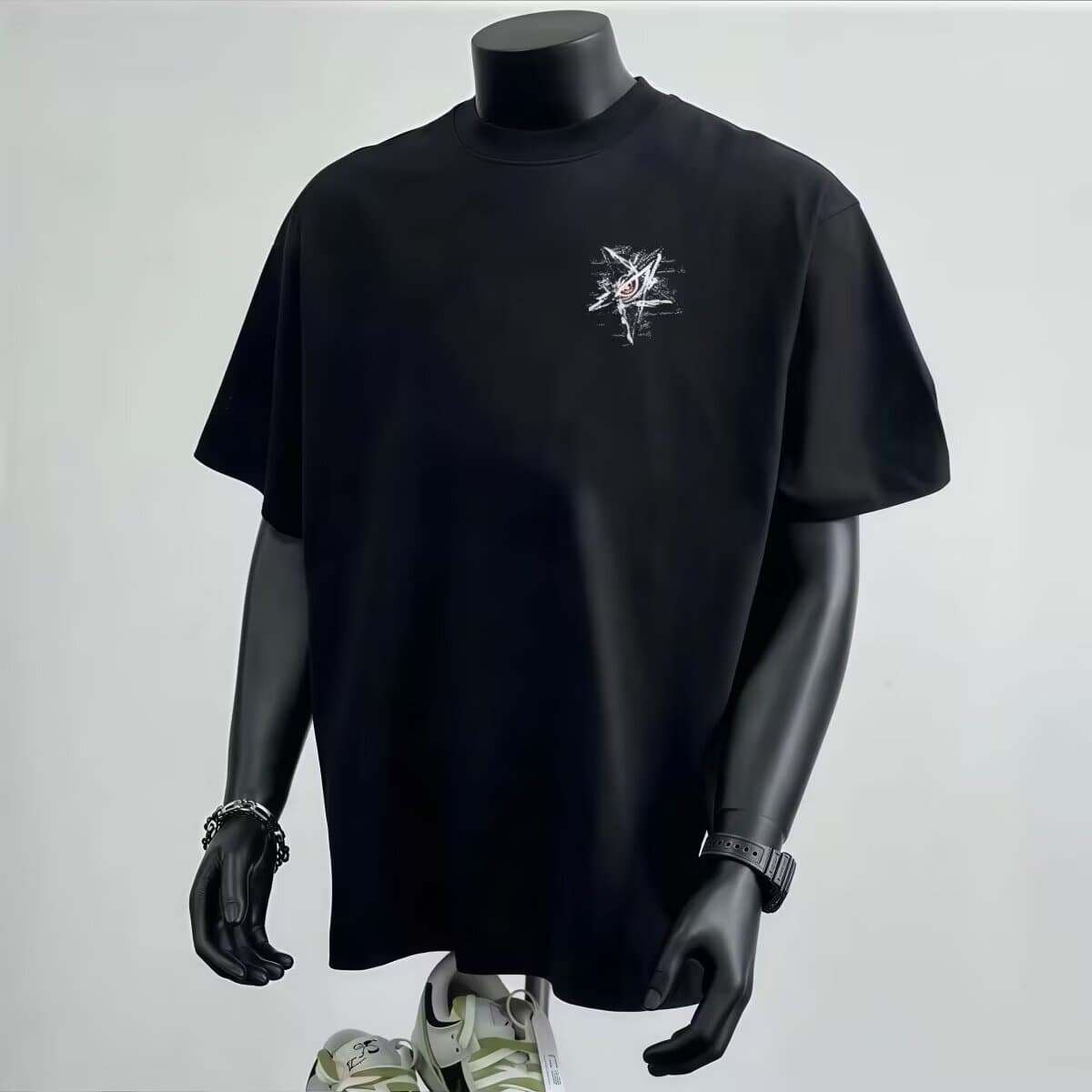 Summer Men's Short Sleeve T-Shirt Trendy High Street Style Loose Fit Versatile Youthful Heavyweight Half Sleeve Couple Top White Black