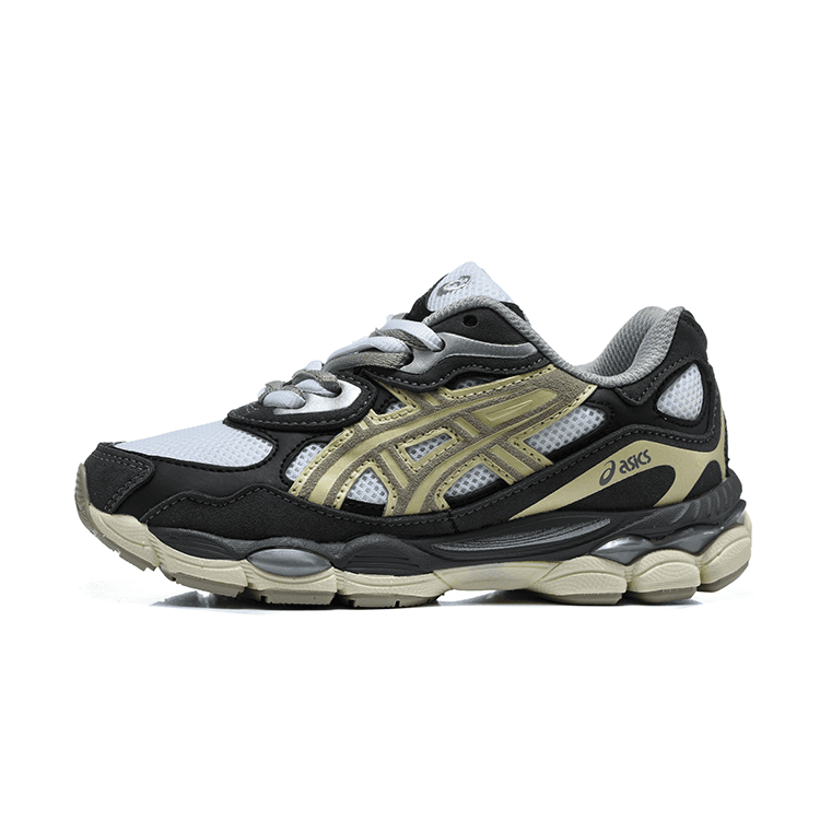 Chaussures de running rétro Asic NYC Series pour enfants, tige en daim et mesh, chaussures de sport respirantes et amortissantes pour enfants
