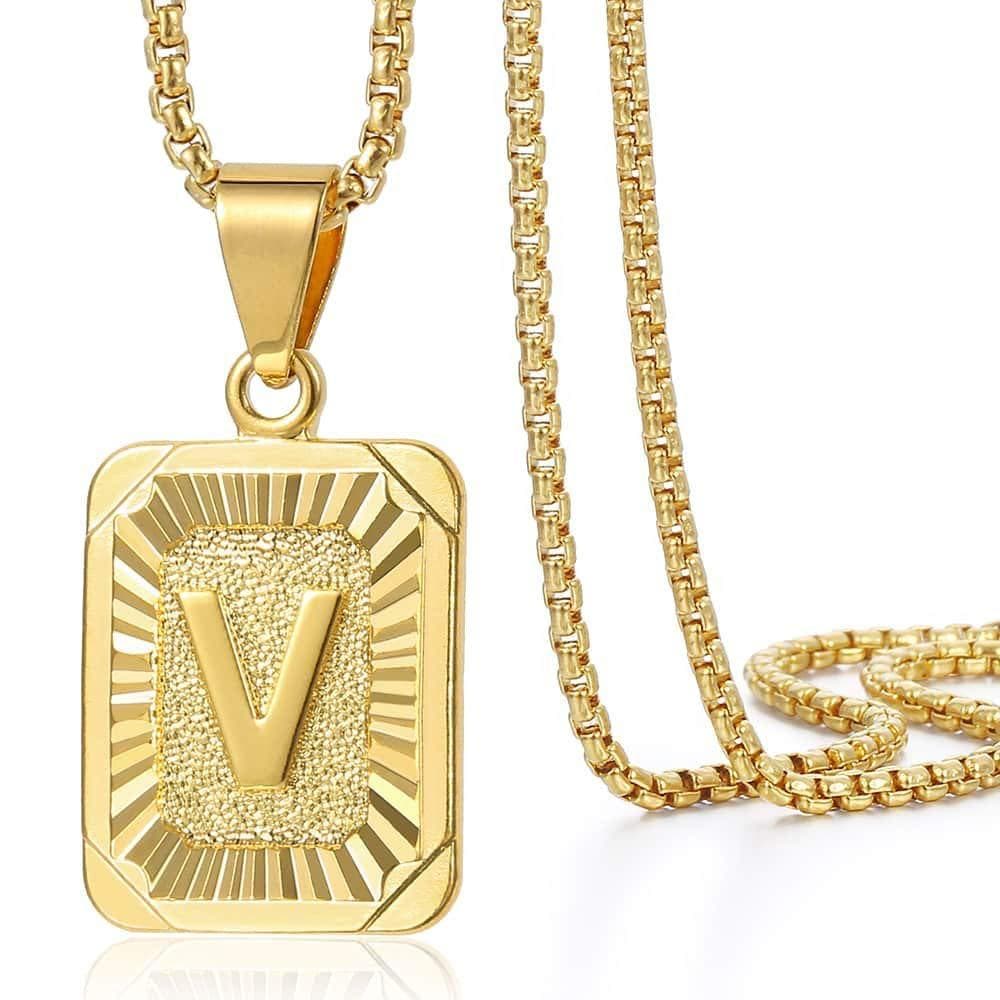 Stainless Steel Gold Plated Letter Pendant Necklace - Personalized Alphabet Charm Necklace For Women & Men, Elegant & Durable Jewelry Gift​