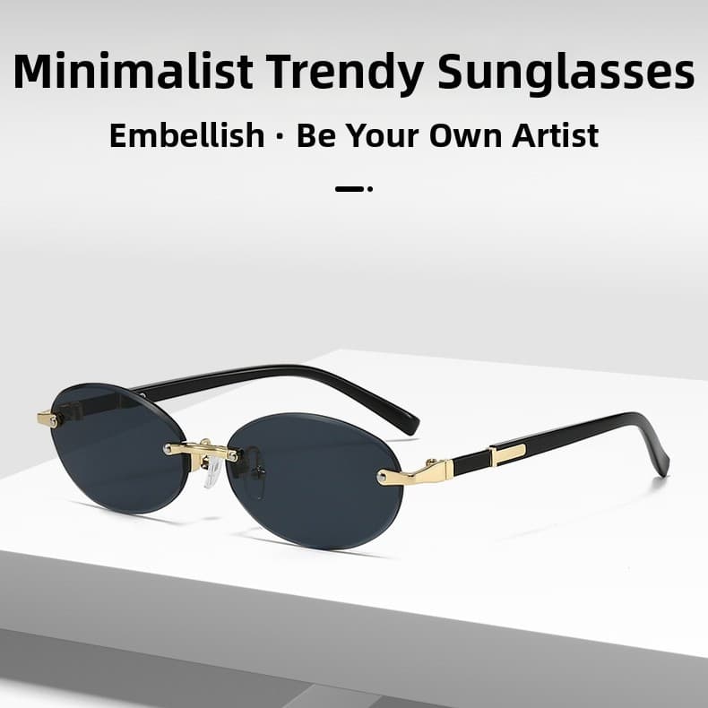 Women's Trendy Frameless Oval Sunglasses European And American Style Hip Hop