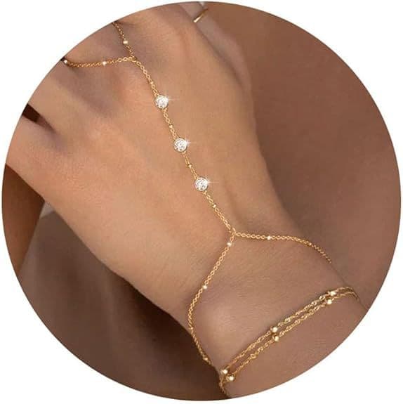 Fashion Exquisite Personality Inlaid Jewelry Copper Bead Chain Simple Versatile Crystal Finger Bracelet