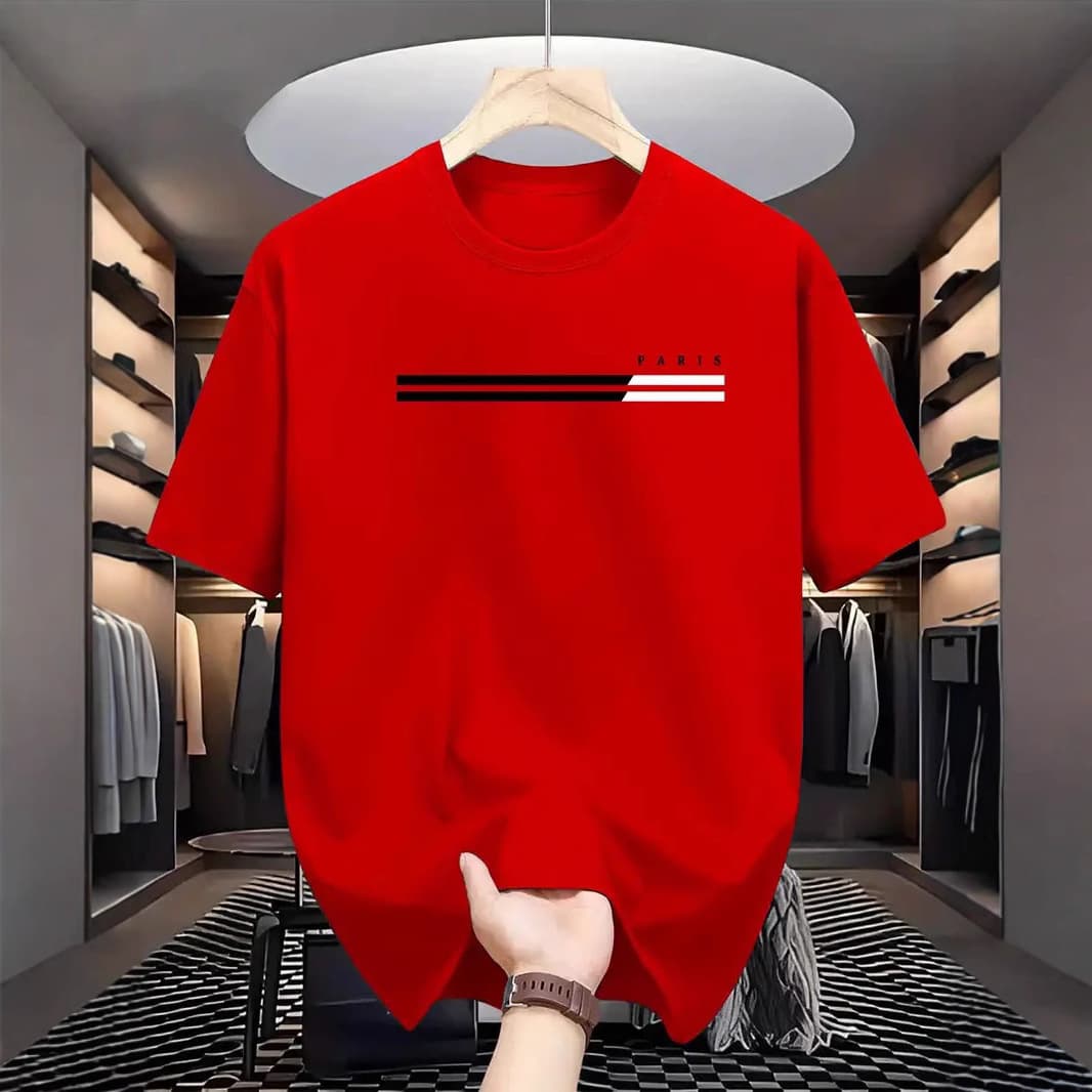 Men's Clothing European And American Fashion New Cotton Men's Summer Loose Versatile Short Sleeved T Shirt Tops Paris Letter Print