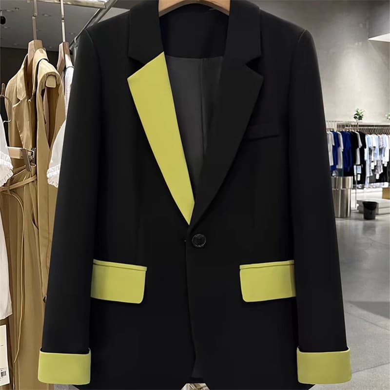 Women's Clothing Black contrast stitching suit jacket for women new hot style this year popular internet celebrity light luxury niche suit