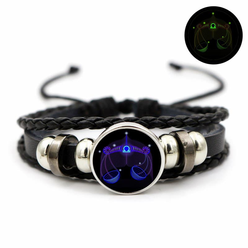 Bracelet en cuir lumineux pour homme et femme, douze constellations, style coréen, simple et lumineux