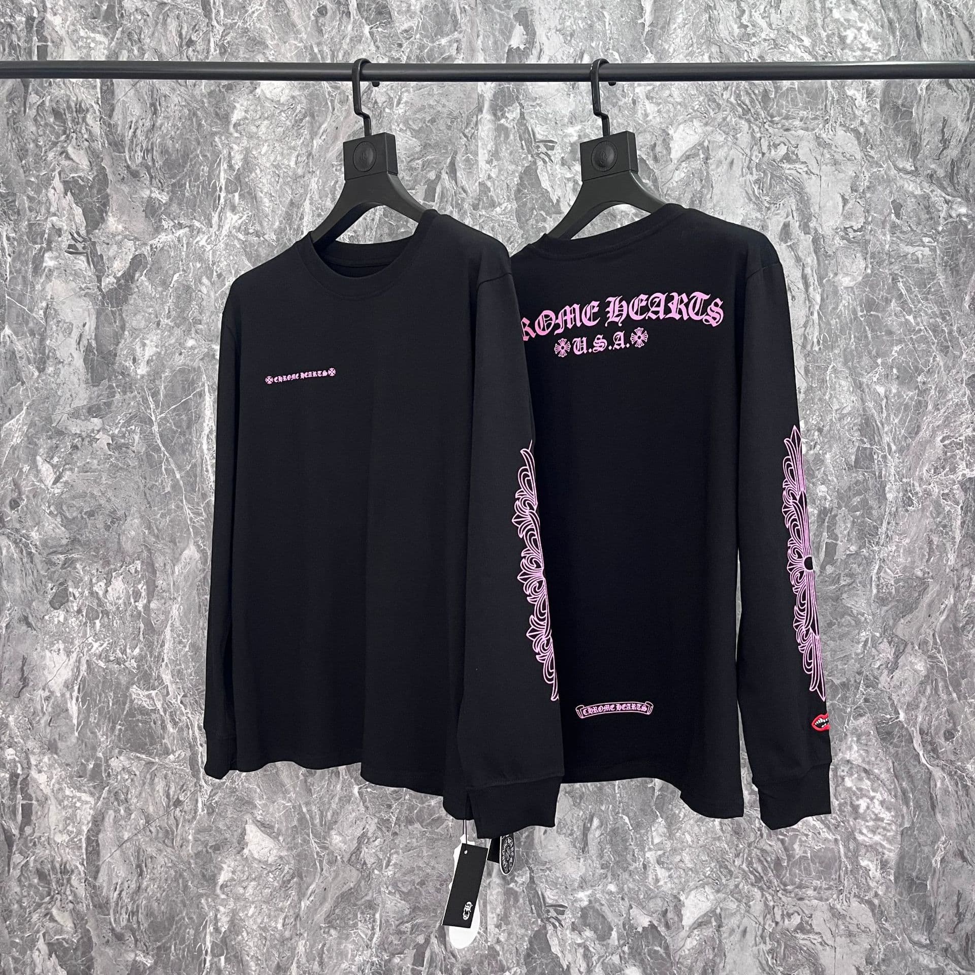 Collection de t-shirts à manches longues unisexes en pur coton double fil de haute qualité Chrome Heart