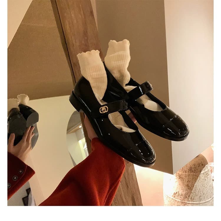 Cowhide Version Spring Versatile Small Leather Shoes Thick Heel Mary Jane Single Shoes Women's Commuter Shoes