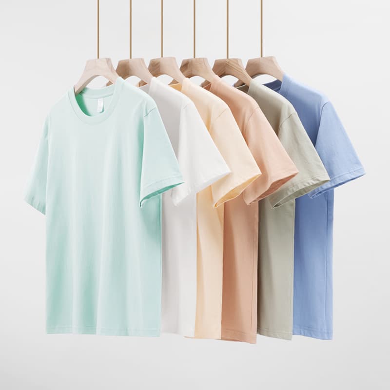 Men's Clothing Heavy Cotton Short Sleeved T Shirt Loose Solid Color Bottoming Shirt Trendy T Shirt