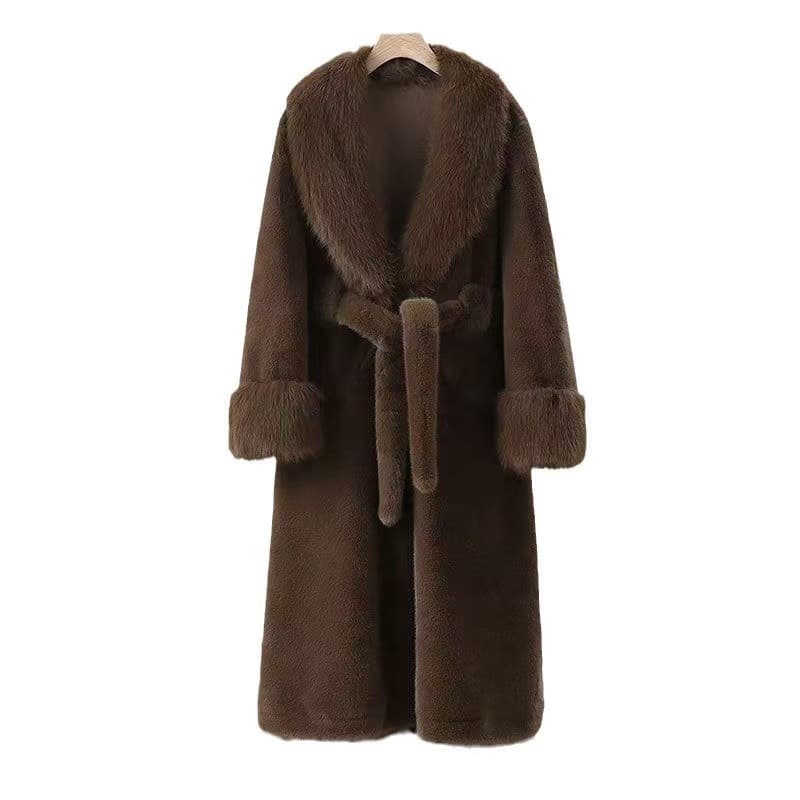 Luxury Faux Fur Coat With Fox Collar – Mid-Length Winter Jacket For Women (M-XL)​