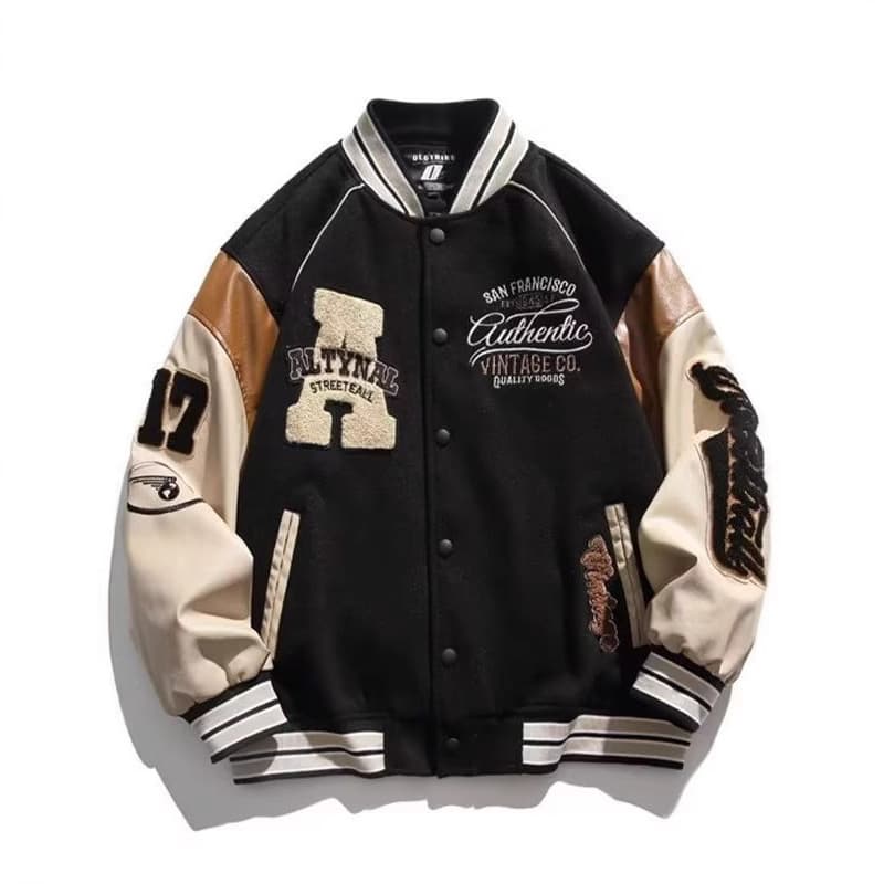 American Baseball Jersey Spring Autumn Bf Style Embroidered Men's And Women's Street Lovers Student Color Contrast