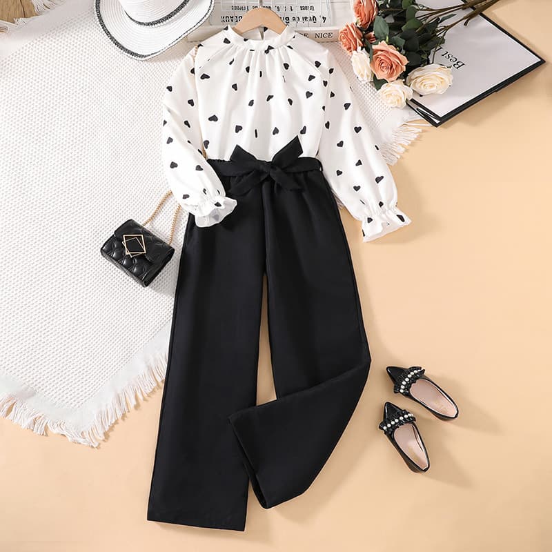 Mother&Kids Children's clothing Valentine's Day love printed long sleeve top for girls