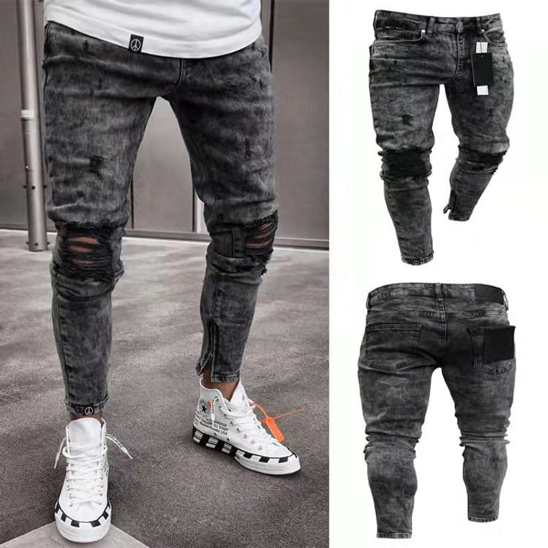 Exclusive Ripped Jeans, Stretch Denim Pants, Men's New Style