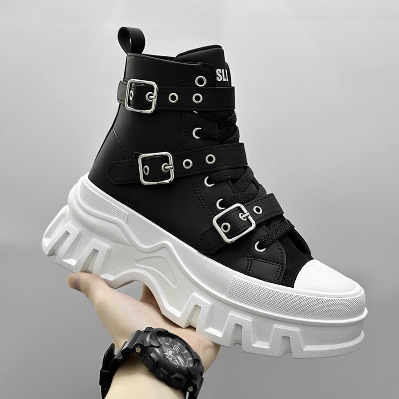 Men's Shoes Martin boots men's boots motorcycle boots thick sole belt buckle leather surface trend new boots large size shoes boots