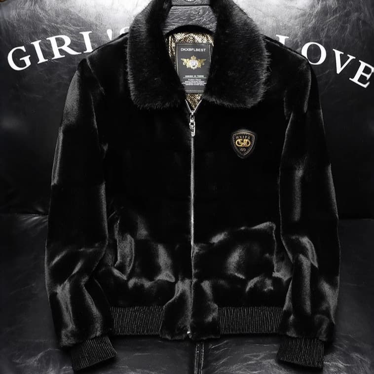 Men's Faux Mink Fur Jacket With Graphene Lining, Winter Luxury Coat, Loose Fit, Zipper Closure, Fashionable Outerwear For Casual & Business Occasions
