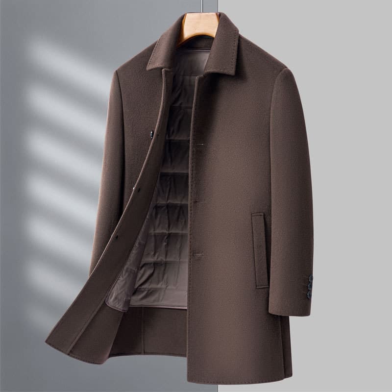 Premium Double-Faced Wool Coat For Men – Business Casual Winter Overcoat (M-4XL, Navy/Khaki/Gray)