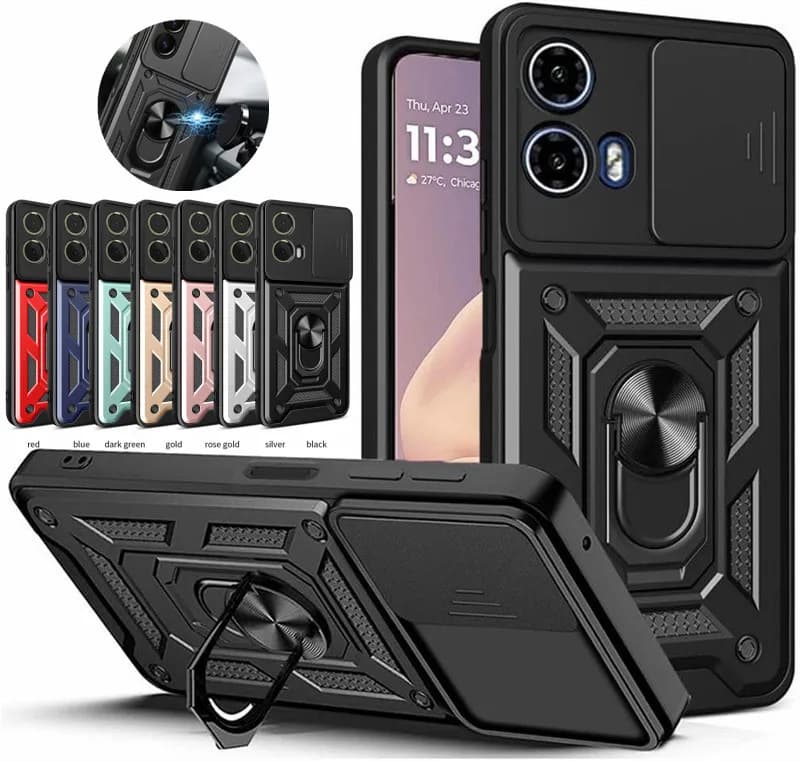 Armor Case For Motorola Moto G35 G55 G75 G85 5G G05 G15 G04S G24 G34 G54 G84 Cover Ring Magnetic Stand Holder Coque