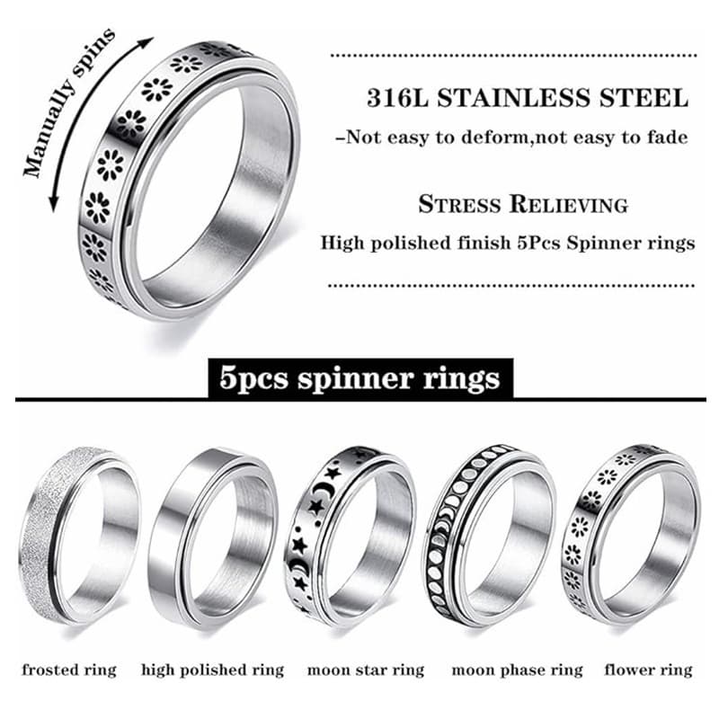 Jewelry & Accessories Rotatable Decompression Ring Titanium Steel Jewelry Set Couple Ring Wedding Ring