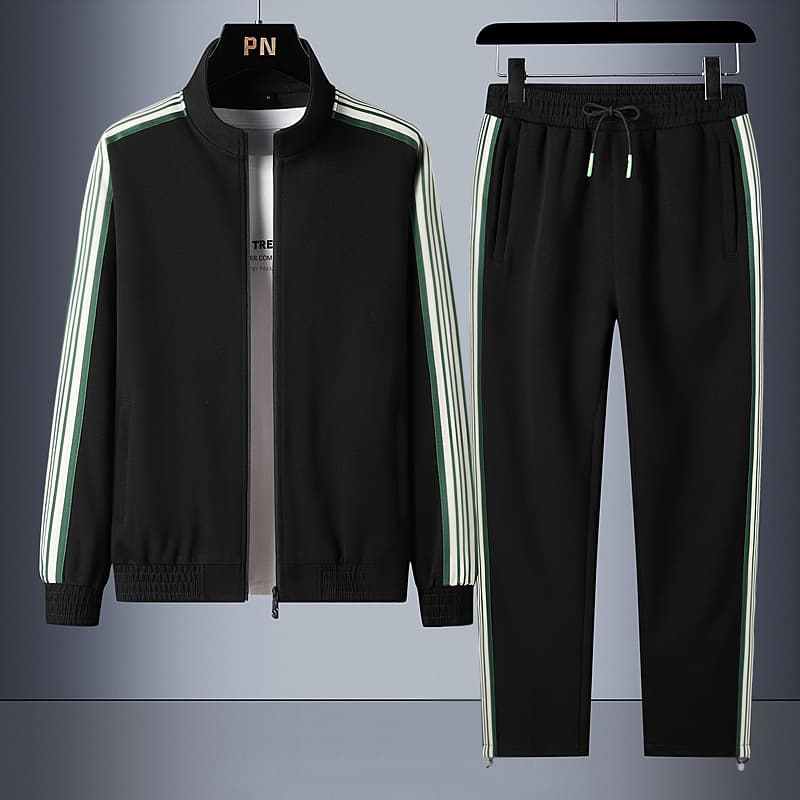 Men's Running Stand Collar Trendy Brand Jacket Trousers Loose Casual Three Stripes Two-Piece Suit