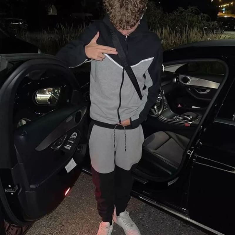 Men's Hoodie Fashion Casual Sports Zipper Coat Pants Set
