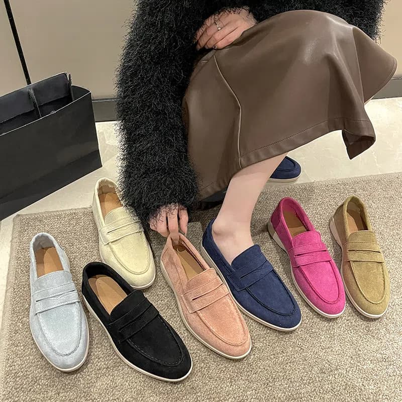SHLIANG Fashion Suede Driving Shoes Genuine Leather Women Casual Shoes Brand Soft Loafers Moccasins Slip On Leisure Walking Shoes For Women Y0456