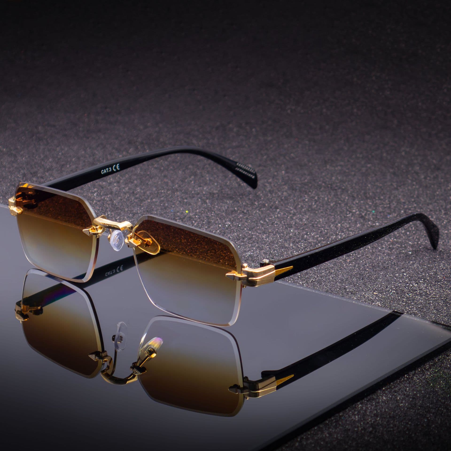 Lunettes de soleil de qualité, style urbain, sans monture métallique, style européen et américain, pour hommes et femmes.