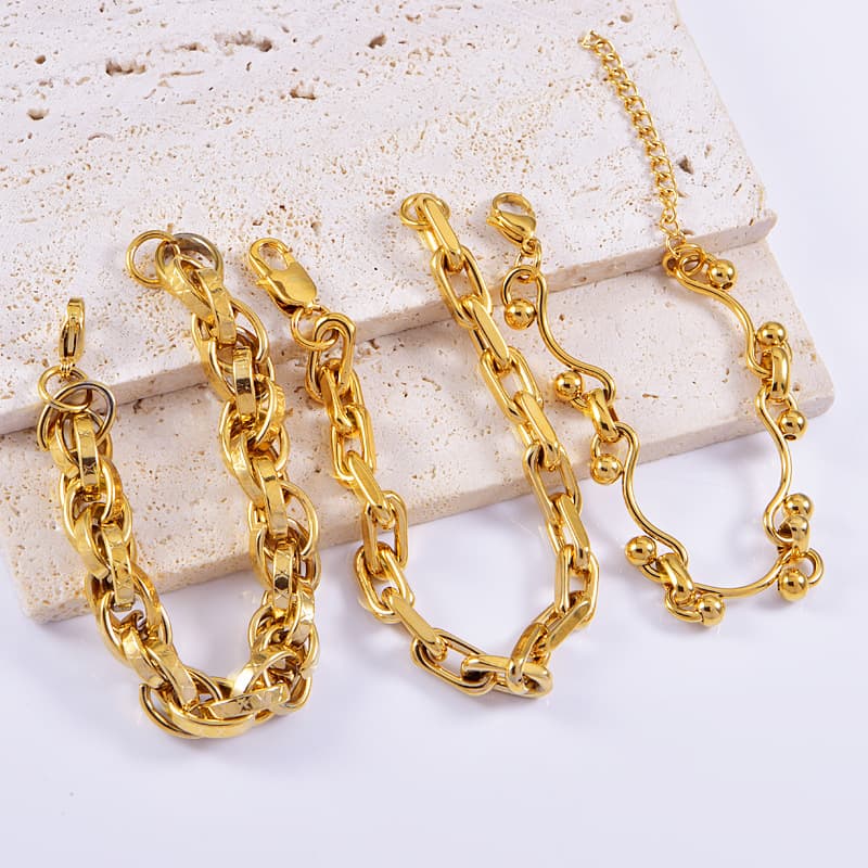 Personalized Hip-Hop Punk Style Exaggerated Titanium Steel Color-Retaining Thick Bracelet Trendy Plain Circle Handmade