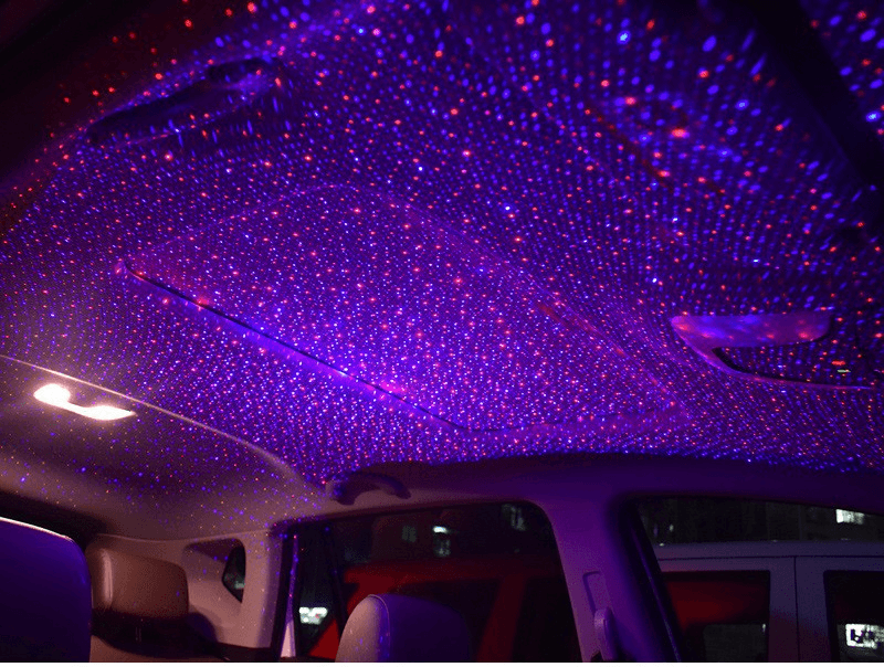 Dual color starry sky USB ambient interior projection light, car roof full of stars, laser rhythm light