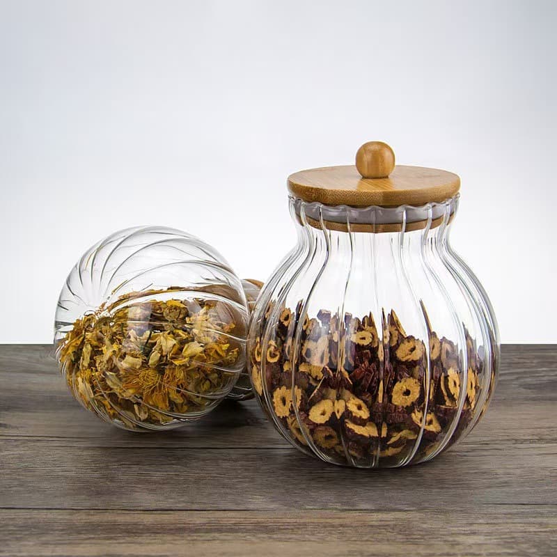 Striped Round Storage Jars - Airtight Containers For Dry Food, Tea, Nuts & Snacks | Large Capacity & Stackable Design​​