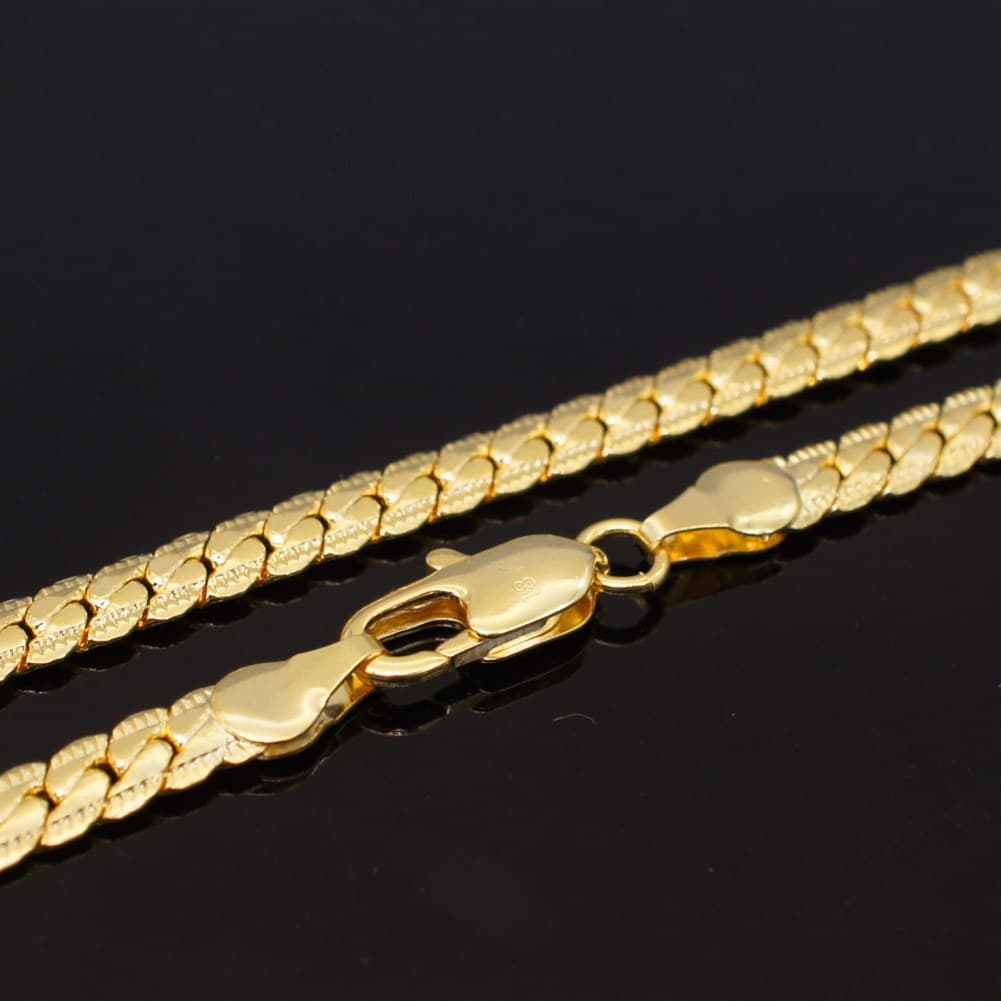 Hot Sales 20-60CM wholesale Gold Sterling Sier 5MM Full Sideways Chain Necklace For Women Man Fashion Wedding Party Jewelry