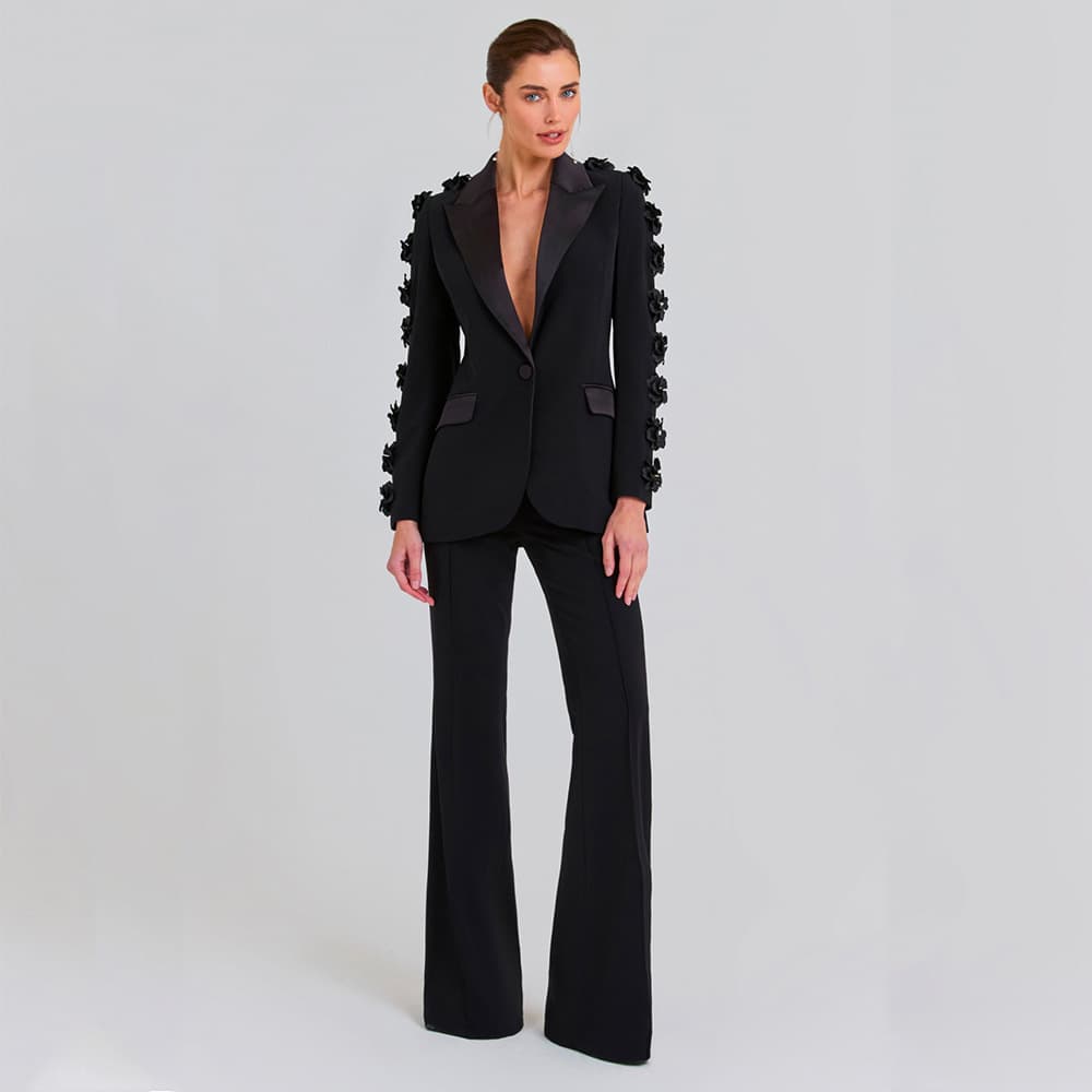 Women's Clothing Early Autumn Fashion Commuter Suit Heavy Handmade Flower Decoration Suit