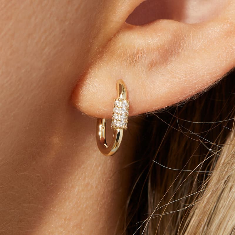 S925 silver needle French retro inlaid zircon U shaped earrings female fashion simple geometric square versatile earrings