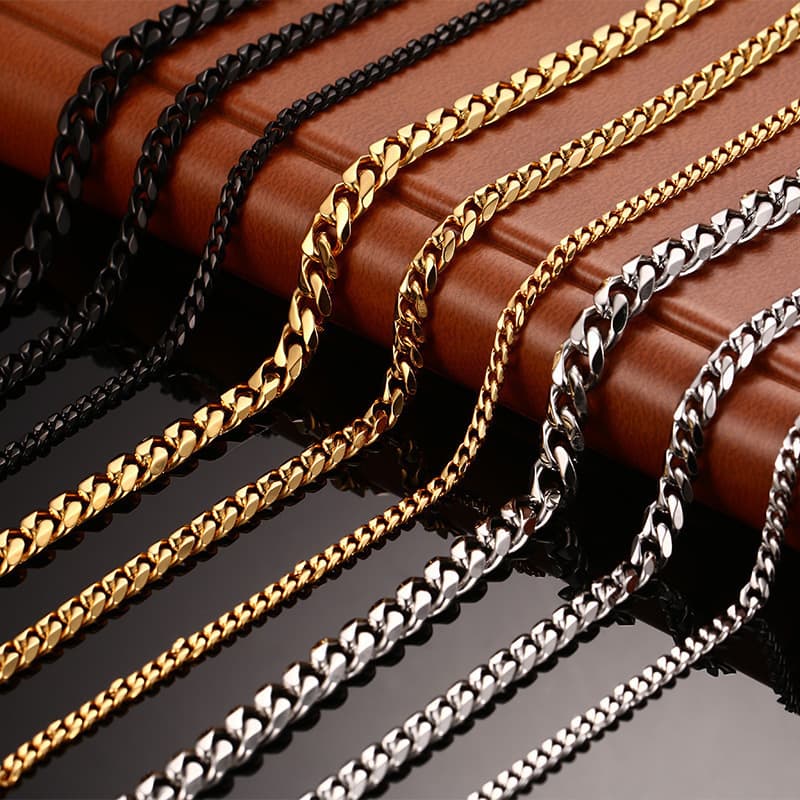 European And American Cross-Border Hot Sale Stainless Single Clasp Frayed Edge Titanium Steel Chain Vacuum Electroplated