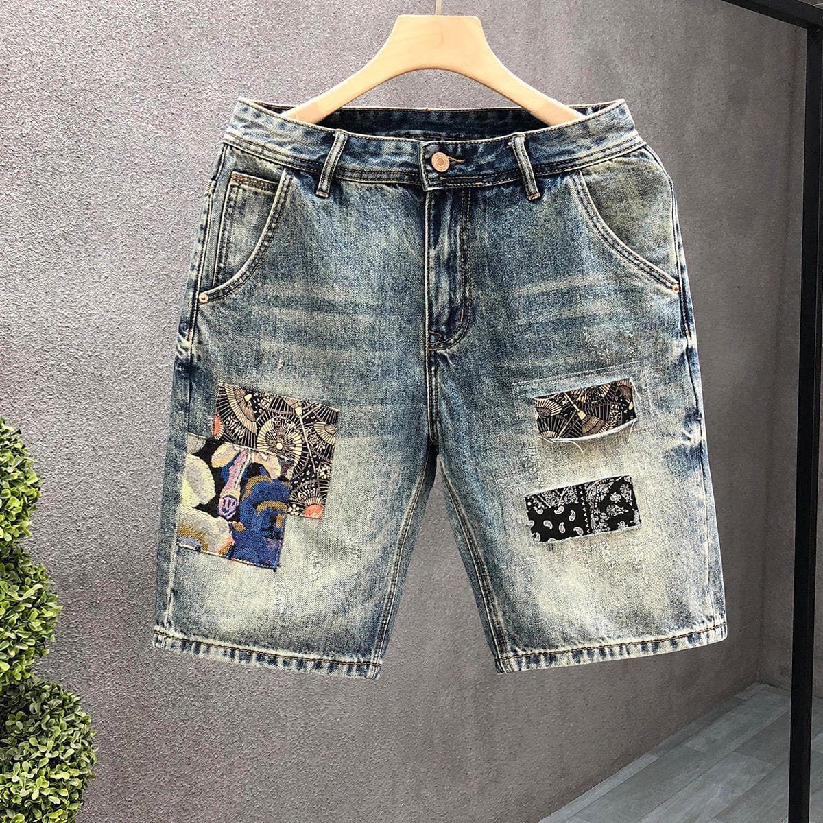 Men's Clothing Handsome Denim Shorts Men's Loose Shorts