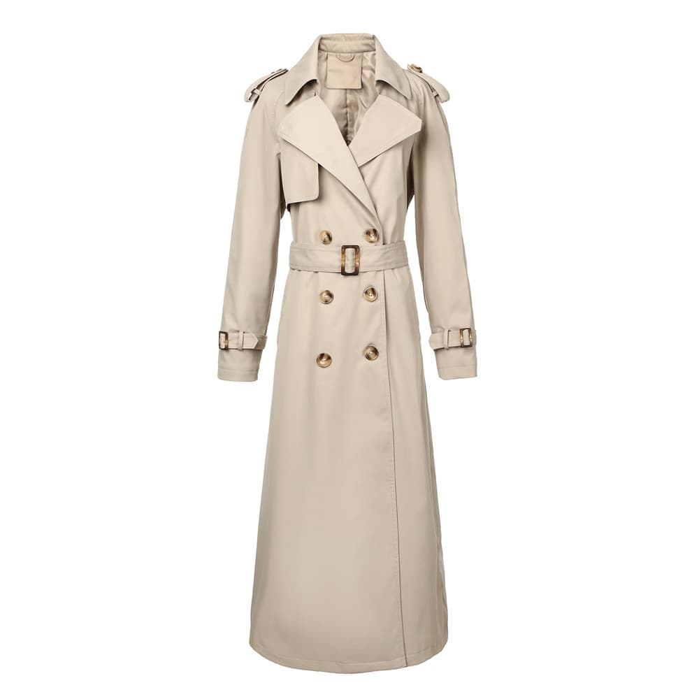 Women's Clothing Breasted Trench Coat Elegant Double-Breasted Trench Coat For Women - Four Colors, Belted Waist, Shoulder Epaulets & Button Cuffs