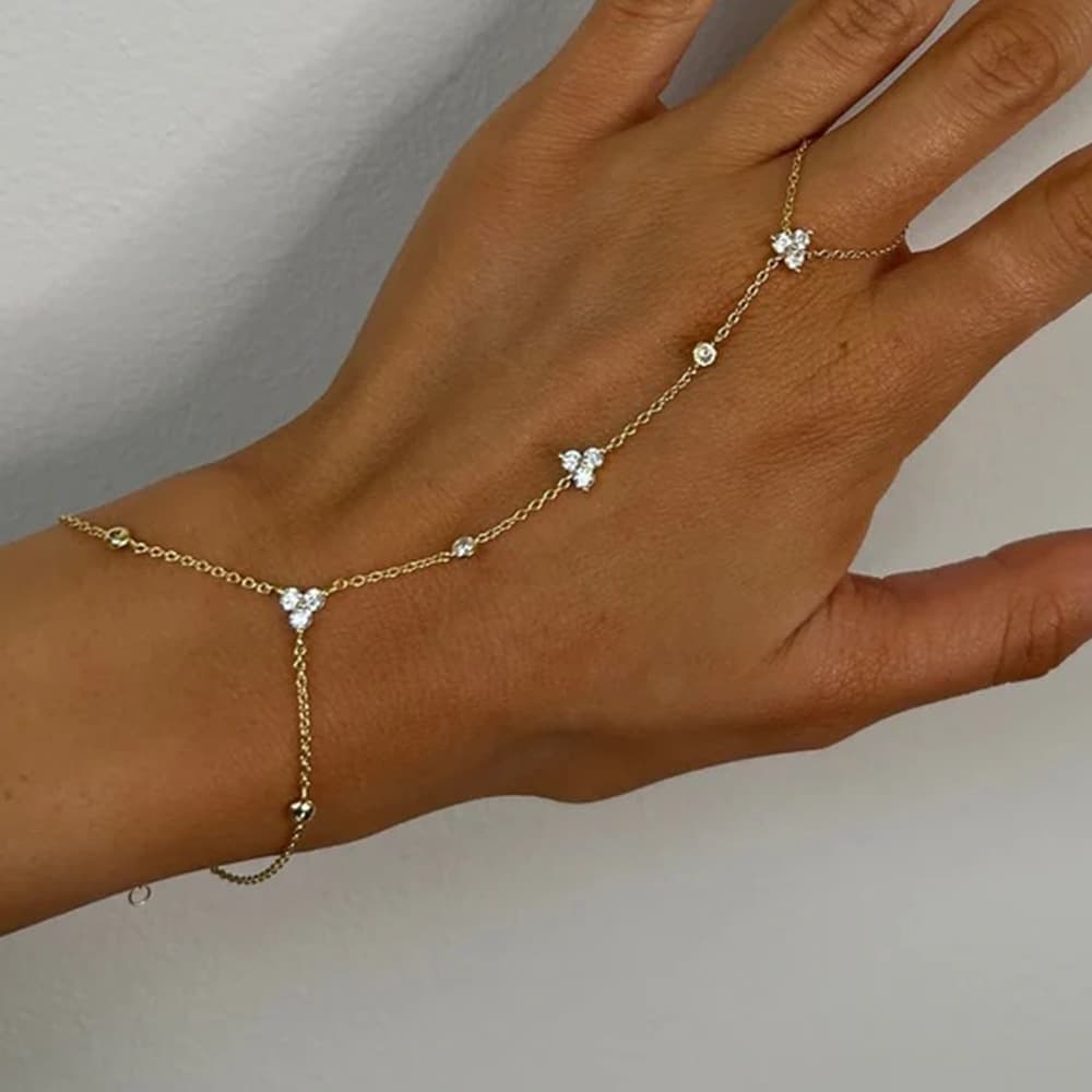 Crystal Finger Simple Geometric Hand Chain Jewelry Ins Style Party Bracelet