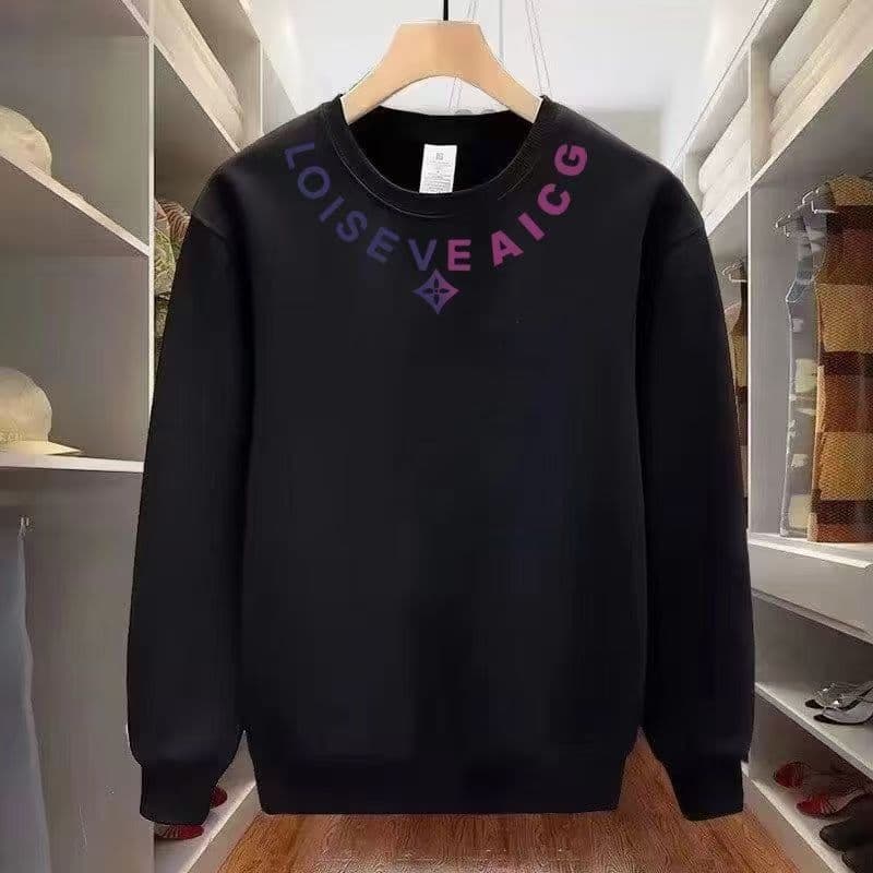 Men's Clothing New autumn and winter fashion print heavy Chinese cotton round neck plus velvet sweater men's handsome loose casual versatile tops