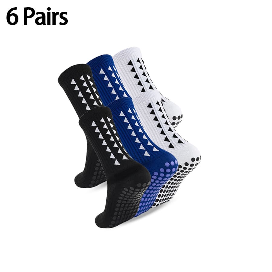 6 Pairs Of Combination Sets Triangle Football Socks Mid Tube Dotted Sports Socks