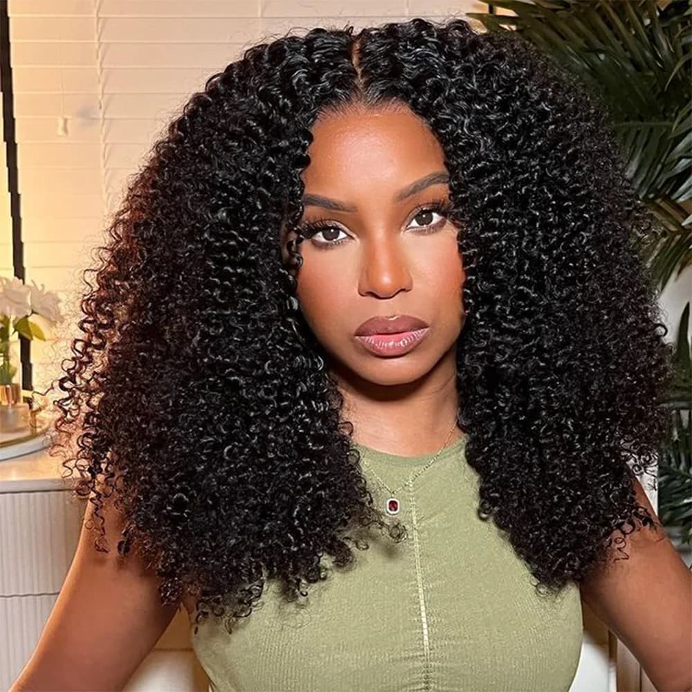 Mongolian Kinky Curly Human Hair Lace Front Wig 13x4 for Women 180% 200% Density
