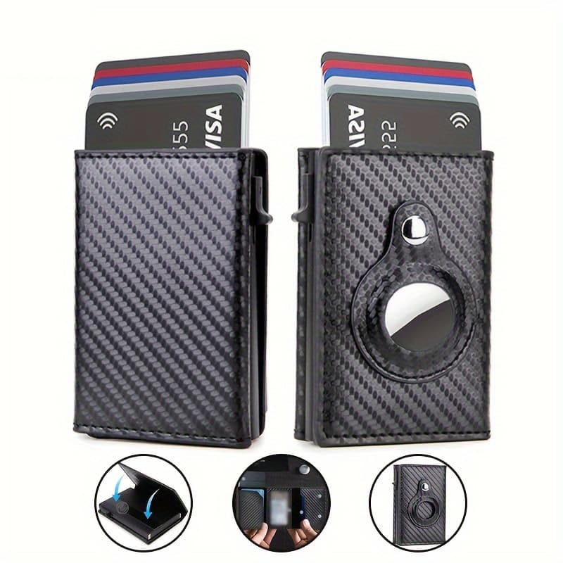 Passport Covers & Wallets AirTag Wallet Carbon Fiber Magnetic Card Holder Men's Wallet RFID Multi Card Slot Men's Wallet