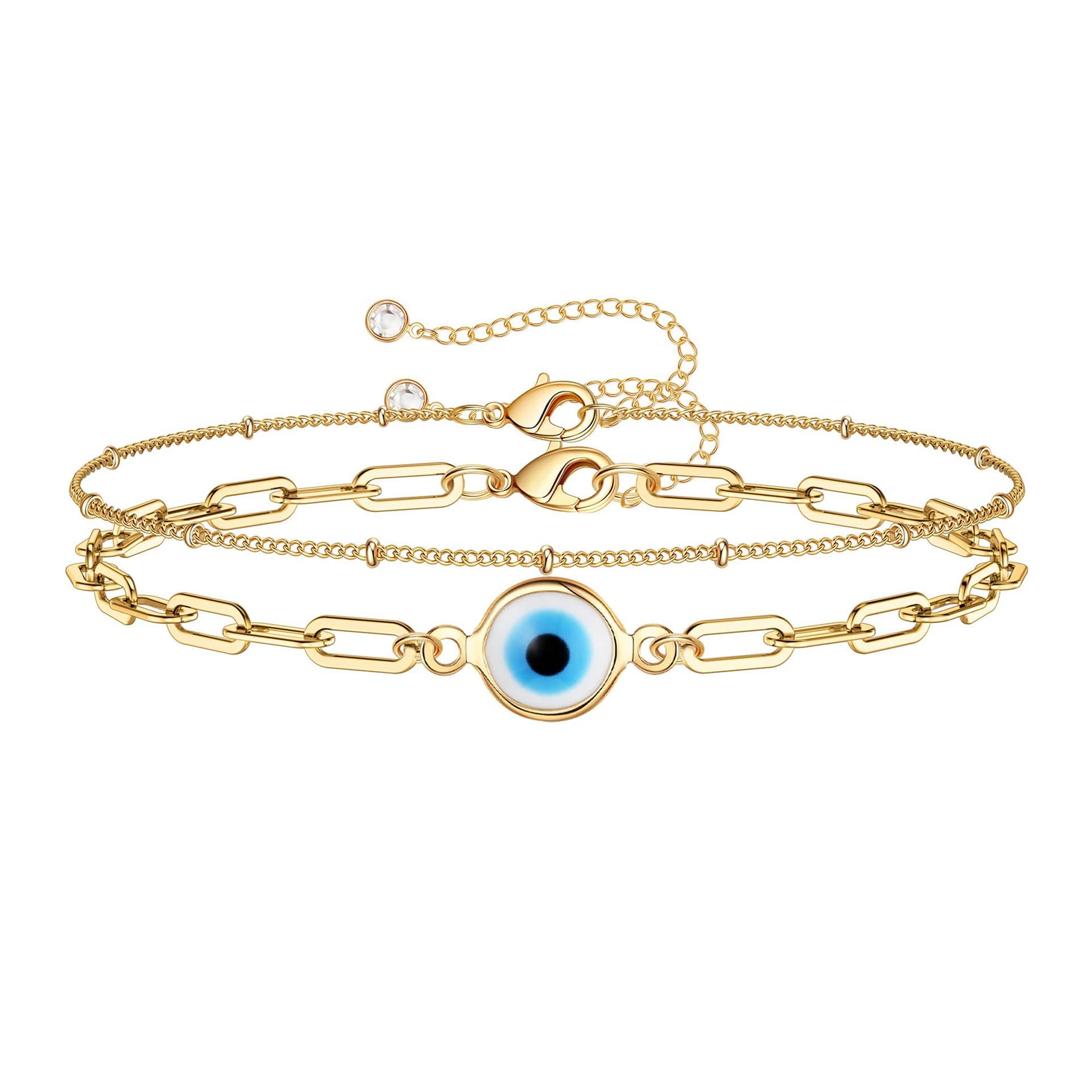 Women's Jewelry Simple Chain Bracelet Fashionable Mix And Match Double Layer Alloy Jewelry Cute Evil Eye Anklet