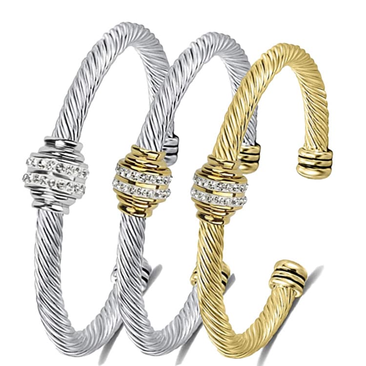 Bangles Fashion Bracelet Titanium Steel Wire Twisted Rope Diamond Versatile Jewelry