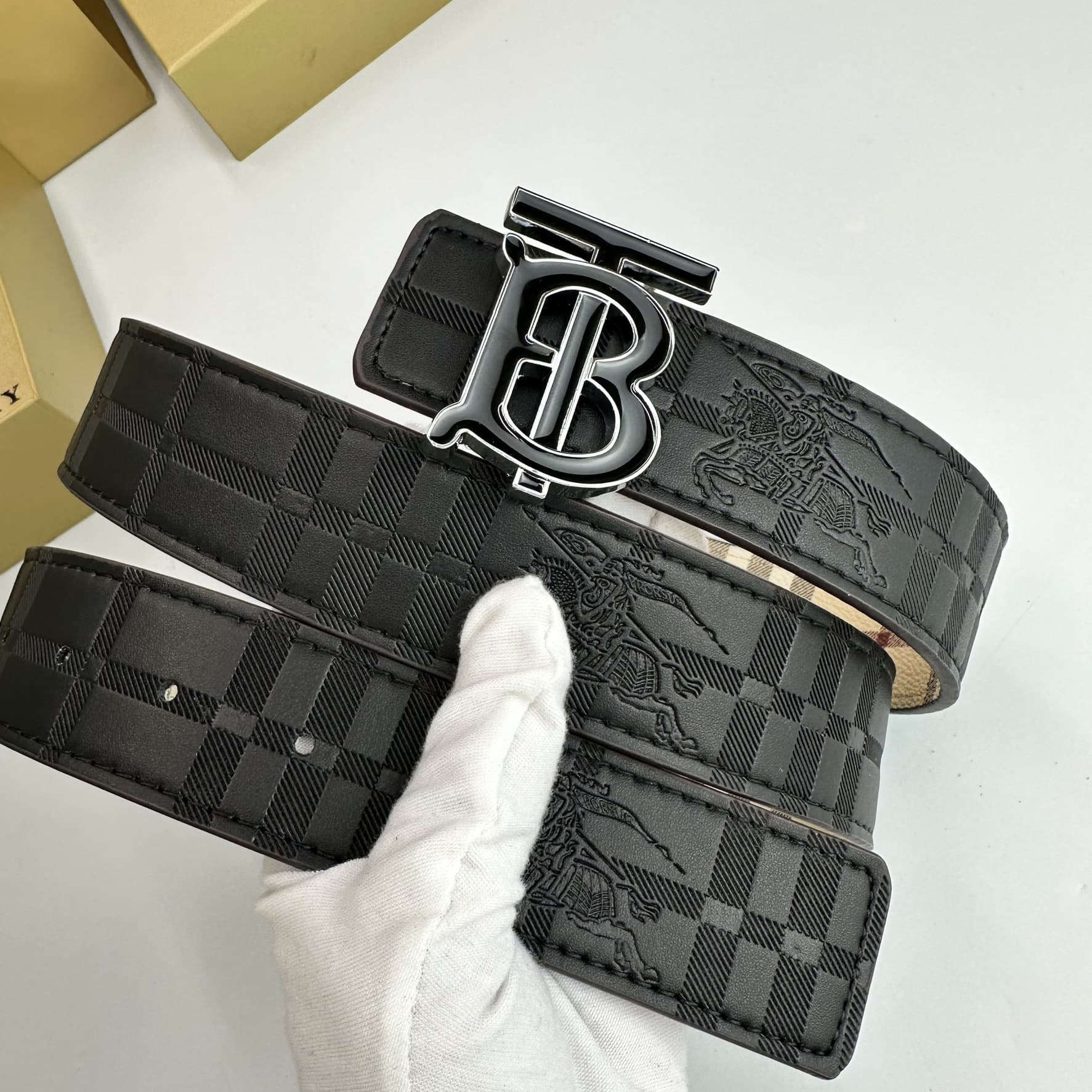 Ceinture classique pour hommes et femmes, avec boucle lisse en cuir de vache TB à double face en relief, ceinture décontractée et polyvalente