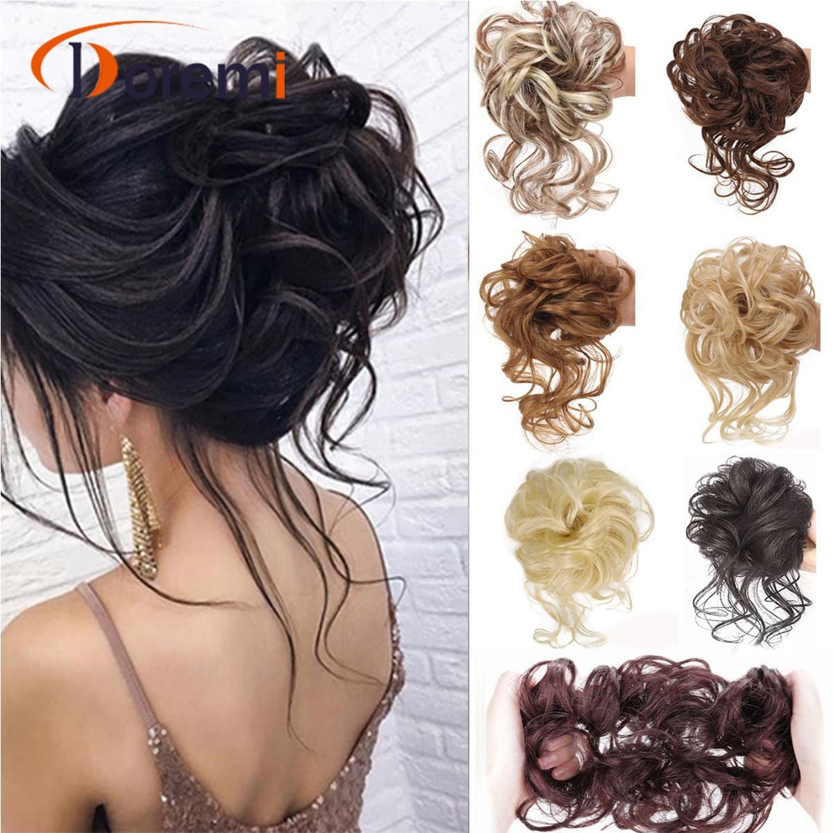 Scrunchie ball head High temperature silk fluffy messy long beard ball head bun 25cm