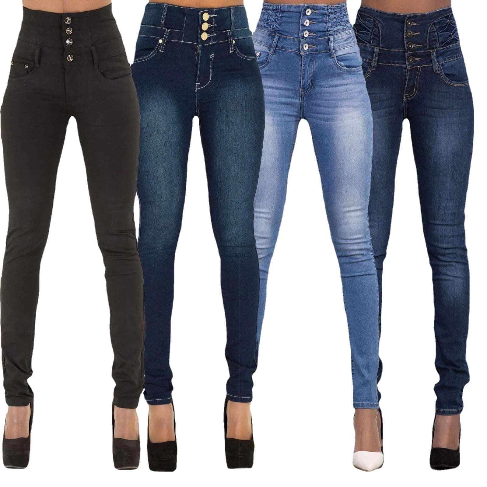 High-waisted Slim Stretch Large Size Jeans For Women