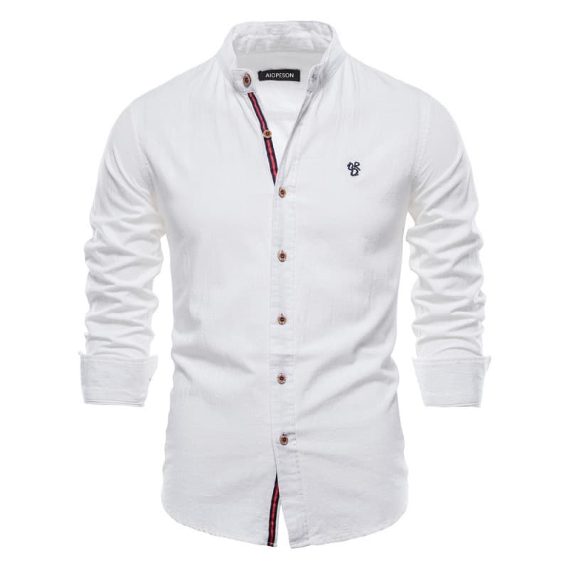 Men's Clothing Spring Summer Slim Shirt Men's Cotton Linen Casual Men Fashion Business Solid Color Long Sleeve Shirt