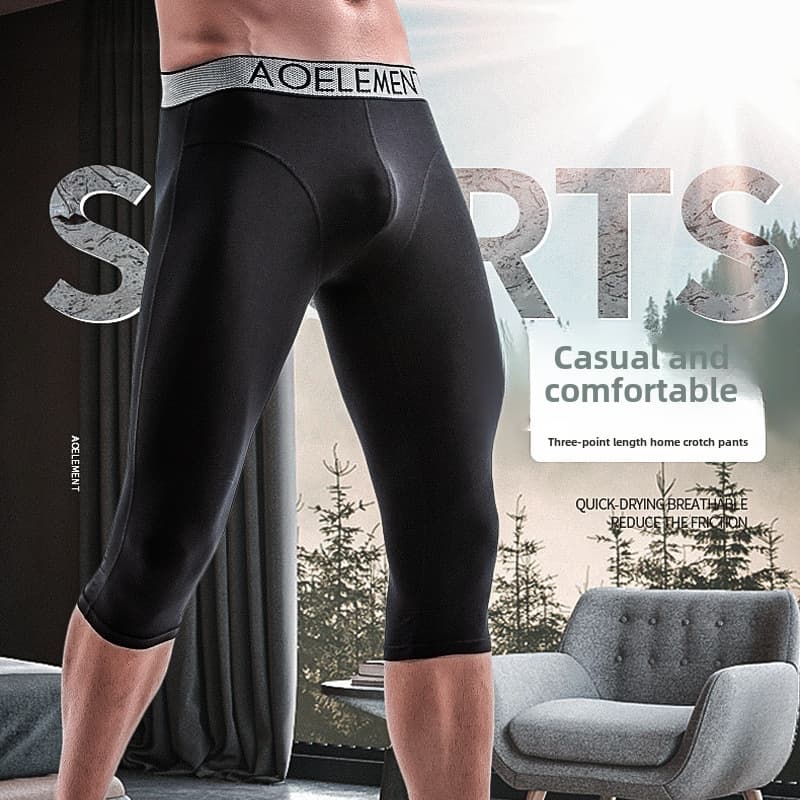 Men's Anti-wear Leg Sports Long Leg Panties Cropped Pants Modal Quick-drying Boxers Running Long Boxers