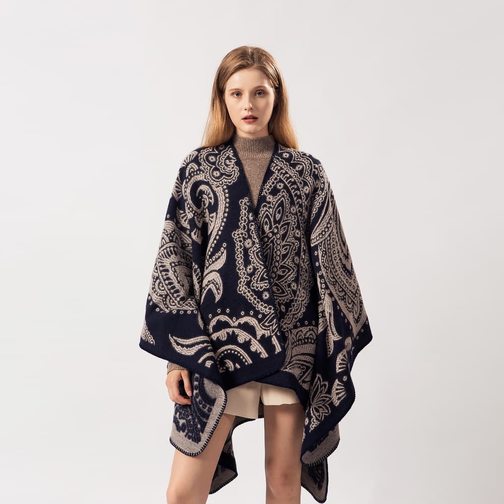 New Hot Fashion Autumn and Winter Big Cashew Fruit Imitation Cashmere Women's Scarf Versatile Thickened Warm Cape