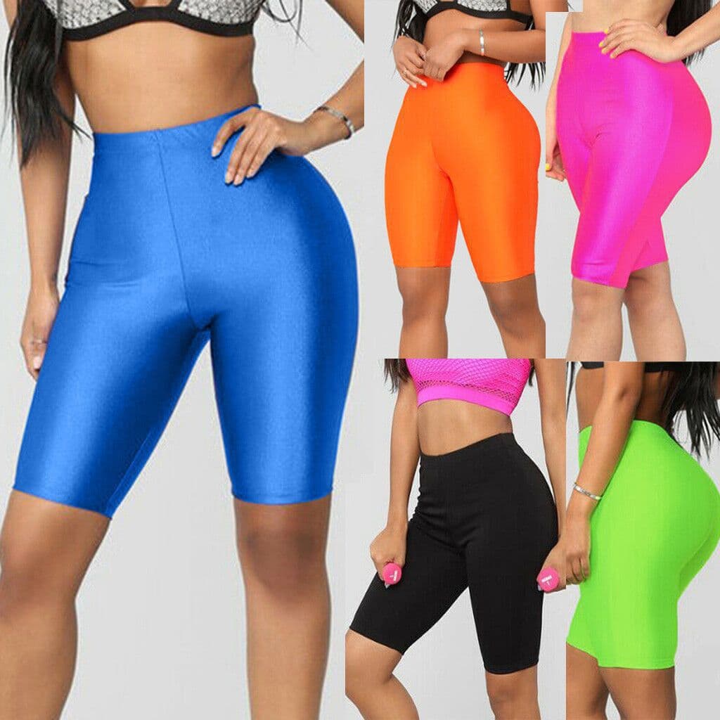 Women's high-waist fluorescent casual shorts