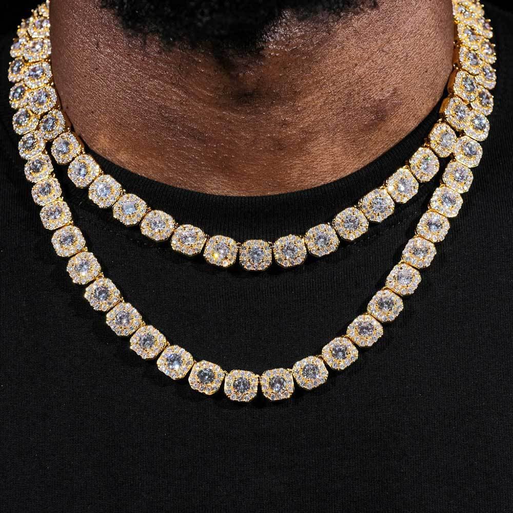 Men's Jewelry Hip Hop Jewelry Square Rock Sugar Chain Zircon Necklace Trend Men's Necklace Fashion Accessories